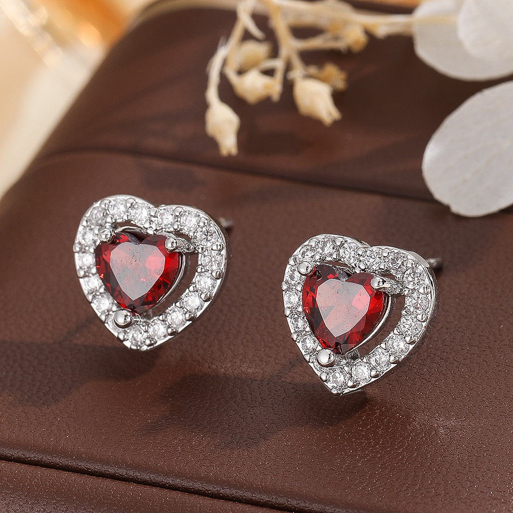 Collier de chaîne de clavicule de coeur Zircon doux et Edgy