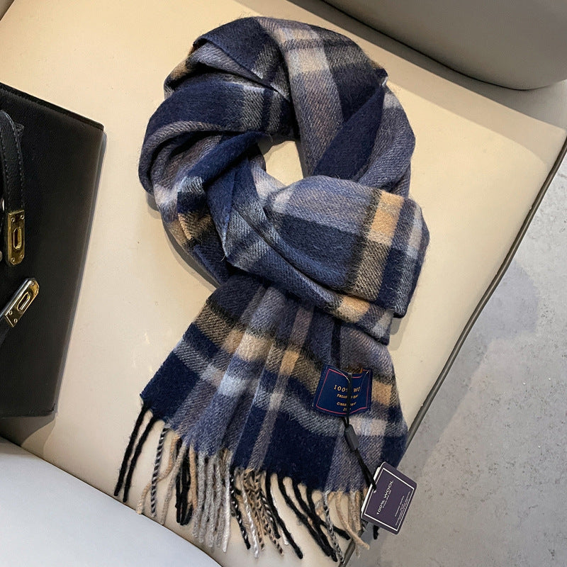 Écharpe de laine Homme d'hiver rouge style Fruit gris vert