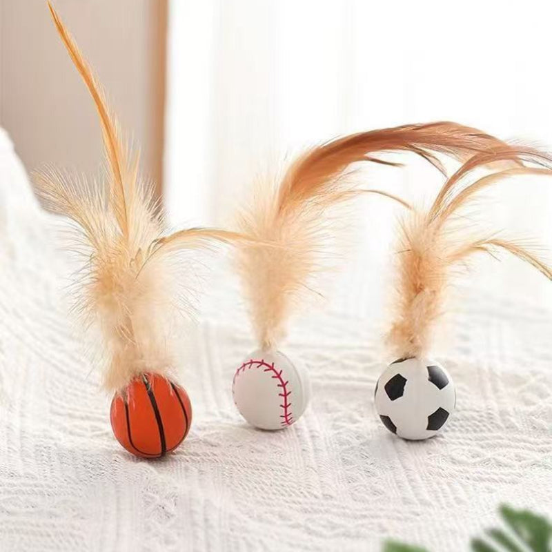 Jouets pour chats, Balles d'autodivertissement, Boules gonflables en plumes, Jouets pour chats, Jeu d'autodivertissement pour chats