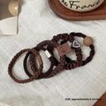 Bague de cheveux simple-Brown-5-pièces