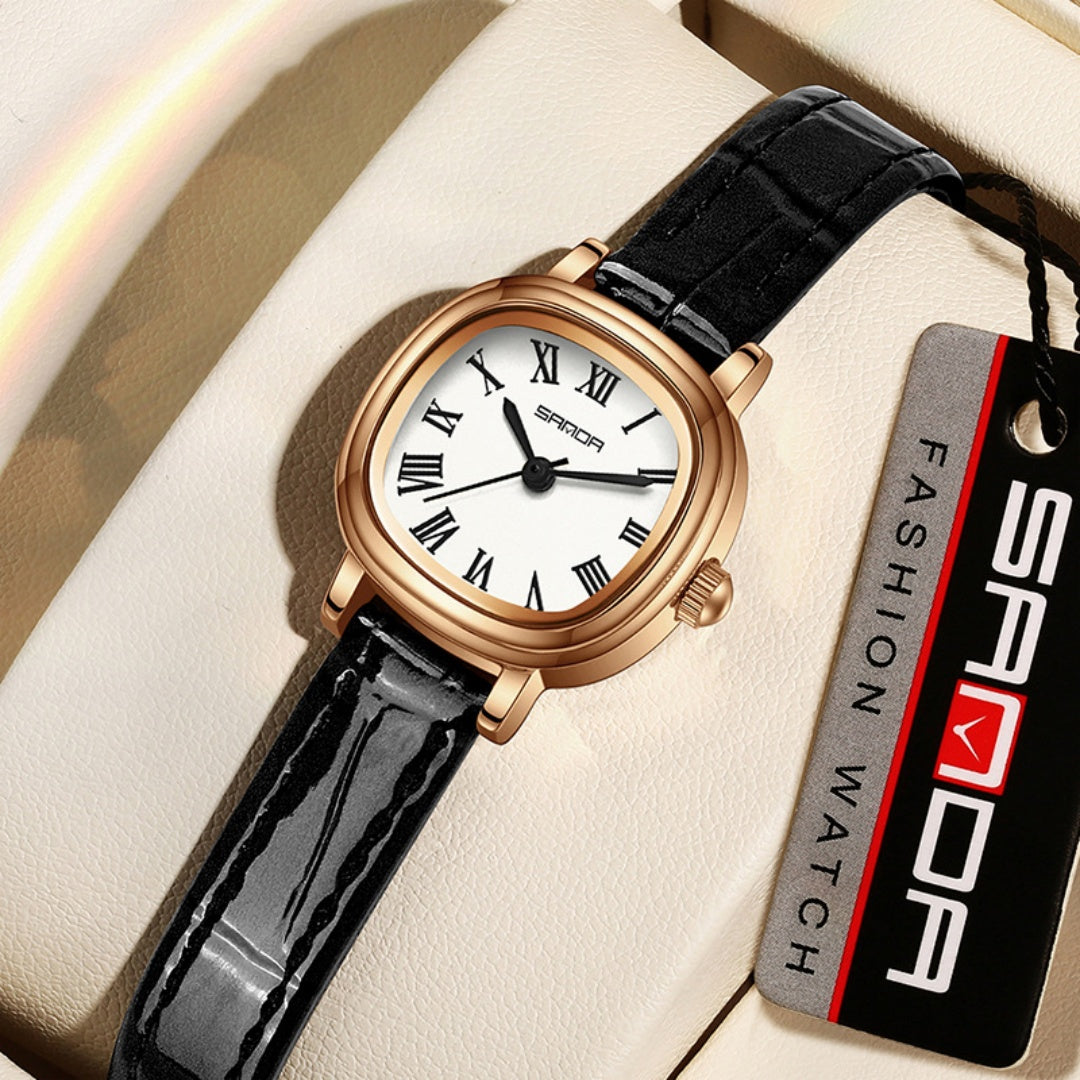 Montre Quartz à échelle romaine carrée féminine
