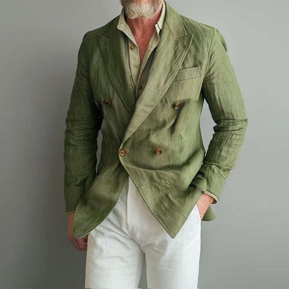 Veste de costume à manches courtes à deux bras pour hommes style britannique