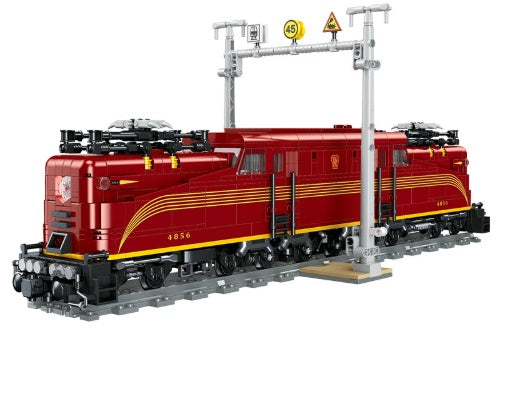 Rétro modèle de locomotive électrique rouge ornemental jouet d'assemblage bricolage éducatif pour garçons et fille