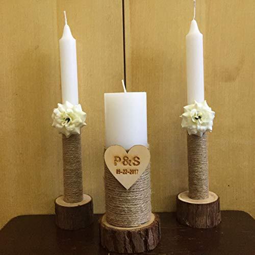 Porte bougies de mariage en bois