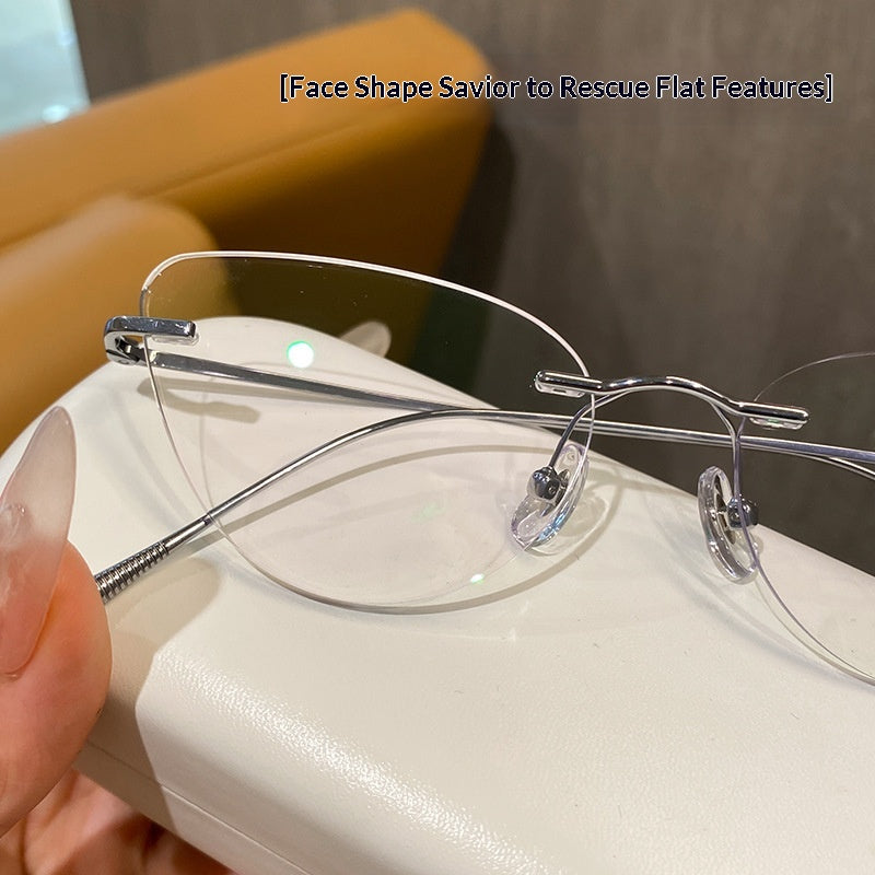 Verres à oeil de chat en titane pur pour femmes Ultra-léger Confortable et Bleu-léger Blo