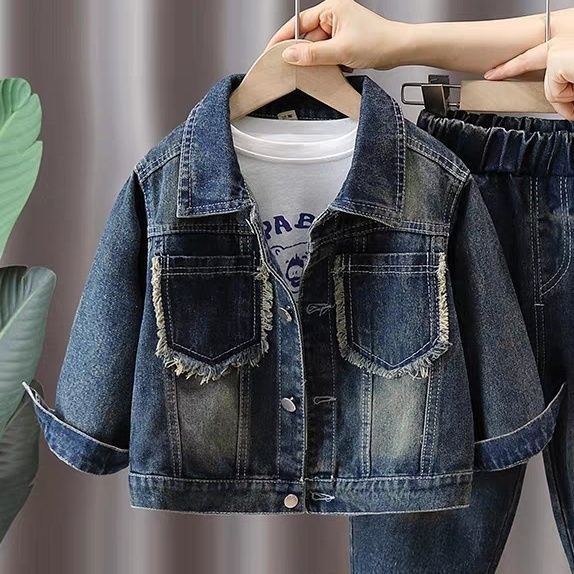 Boys' Fashion Denim Jacket and Pants Set