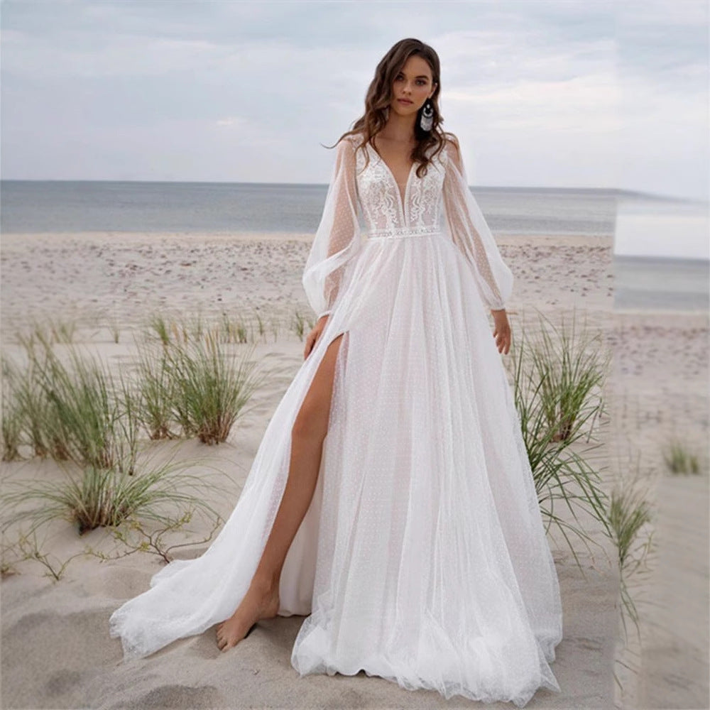 Wish Mesh Split robe de mariée légère pour femmes