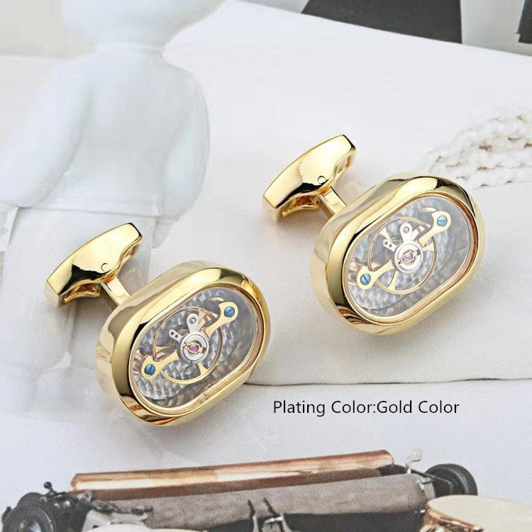 Mouvement Tourbillon Homme Boutons de manchette Gun Noir Français