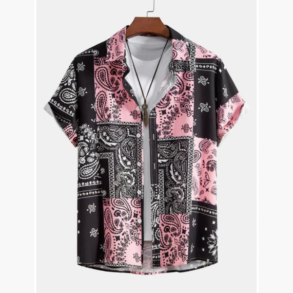 Chemise homme manches courtes Impression numérique 3D Hawaiian Trendy Cardigan Shirt