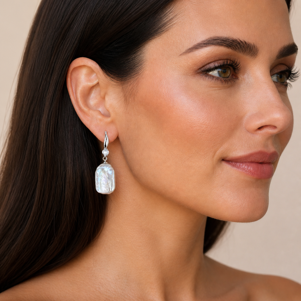 Boucles d'oreilles carrées baroques