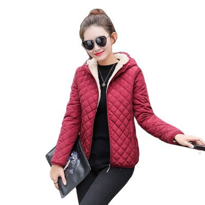 Cravate à capuche Épaisseur Lambswool Coton Coat Femmes Vêtements de dessus chauds