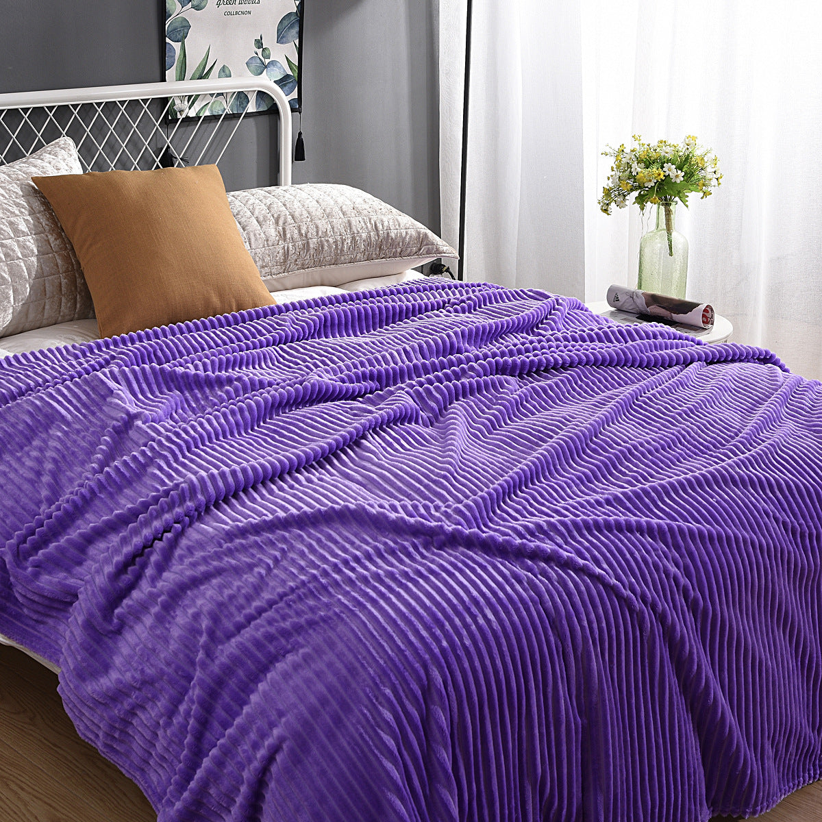 Solid Color Wide Vertical Stripe Cover