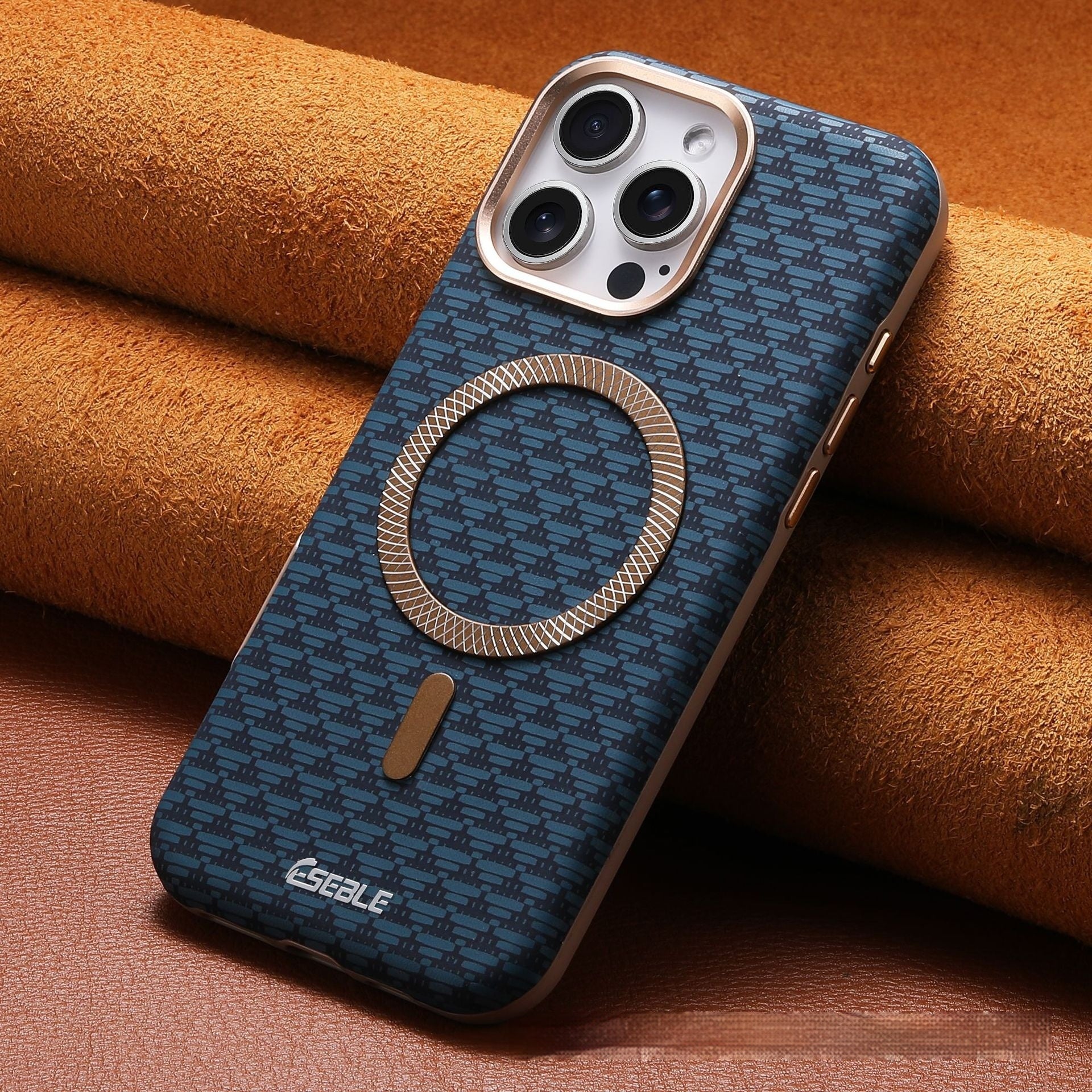 Triangle Shield Magnétique Suction Téléphone Case 15 Business All-inclusive Drop-resistant Leath