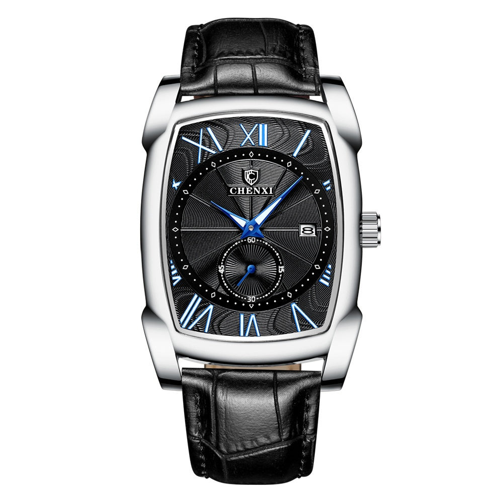 Carré hommes calendrier lumineux Mode Quartz montre