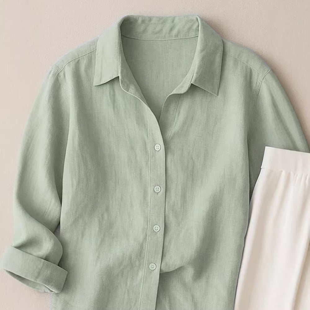 Chemise décontractée en couleur unie de style français
