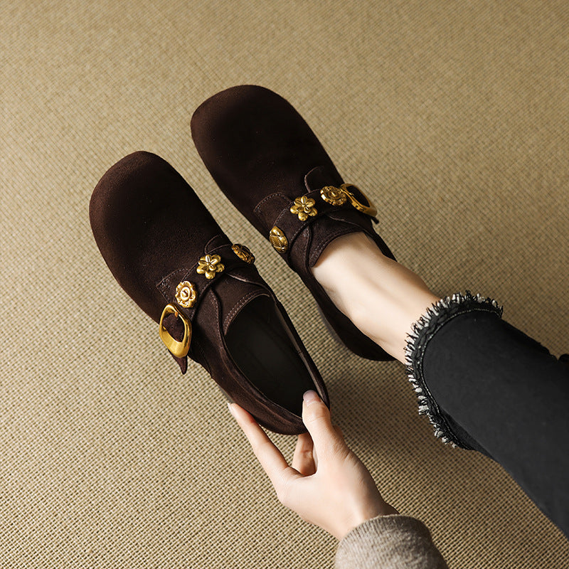 Mocassins d'orteils ronds pour femmes avec strass