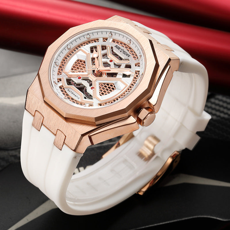 Montre mécanique Hollow tendance avec affichage lumineux et résistance à l'eau pour les hommes