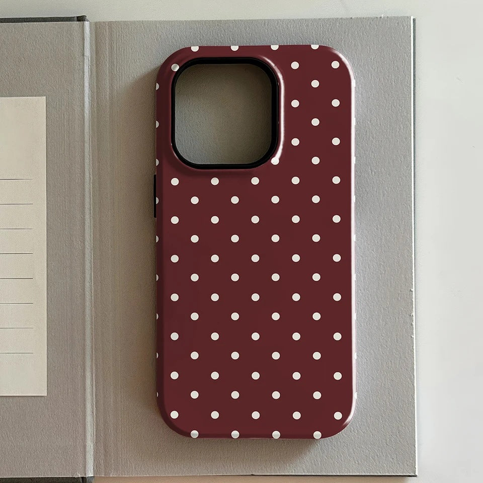 Luxury Brown et Red Polka-dot dossier téléphonique
