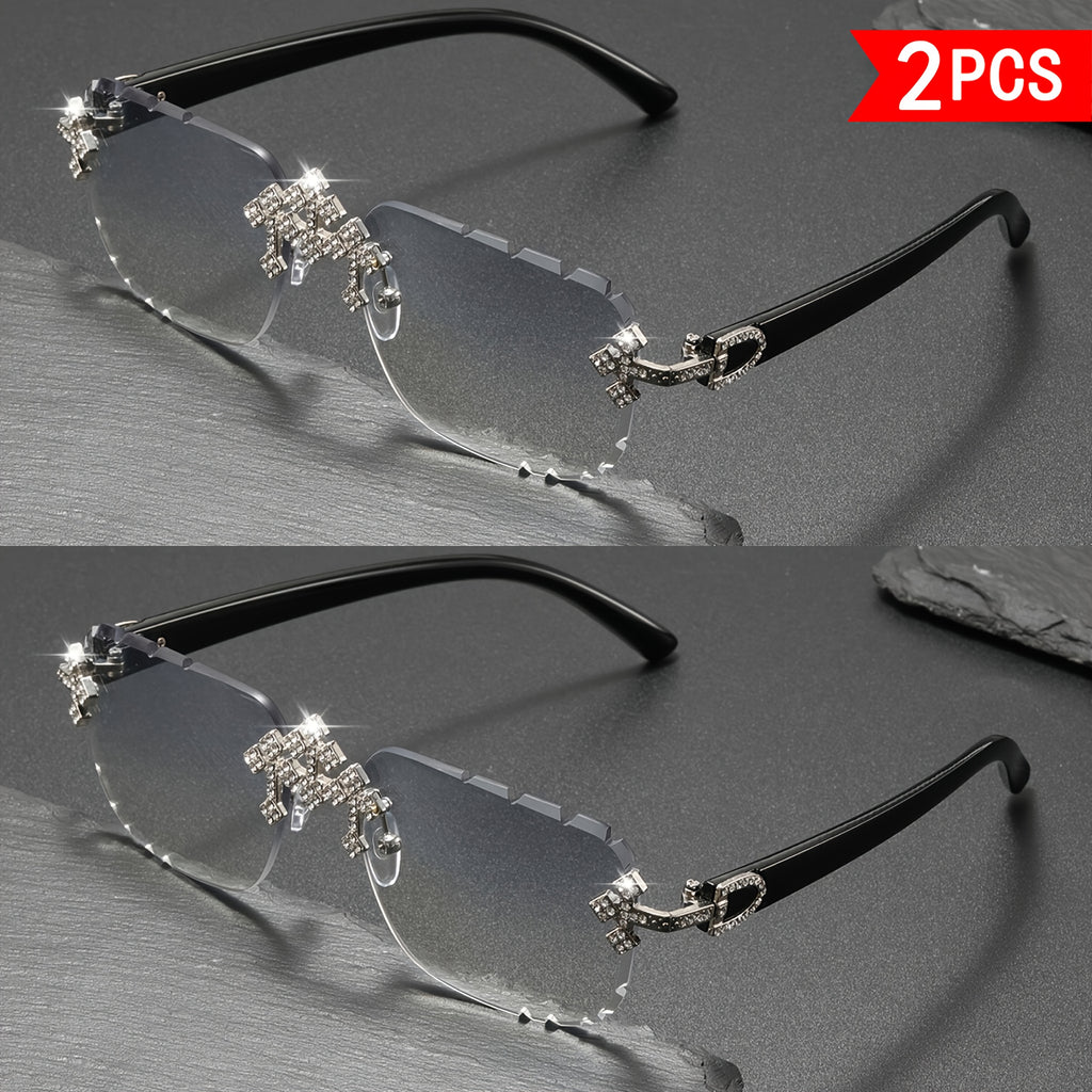 2 paires de lunettes de soleil cristal sans cadre
