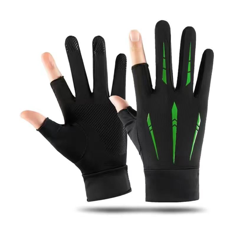 Sports de plein air d'été Gants demi-doigts faits de soie glacée avec une poignée antidérapante