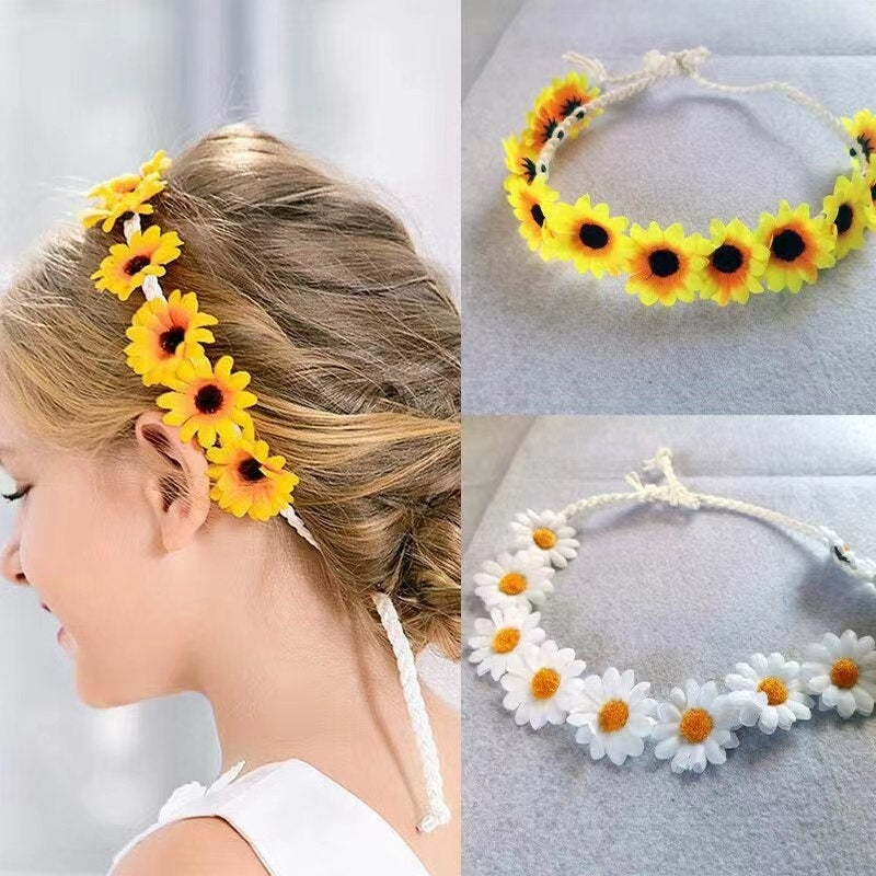 11 Simulation petite fleur de soleil Bohême vacances bord de mer Braid bande de cheveux pour les femmes