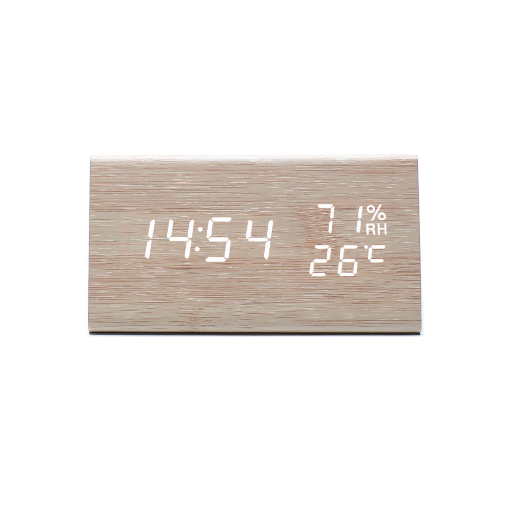 Réveil électronique Multifonctionnel Affichage numérique Température et humidité Temps Bois