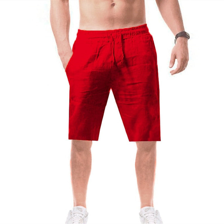 Wish Aliexpress Summer Large Size Loose Lin Breathable Cinq-Point Pantalons Sport Homme Cas
