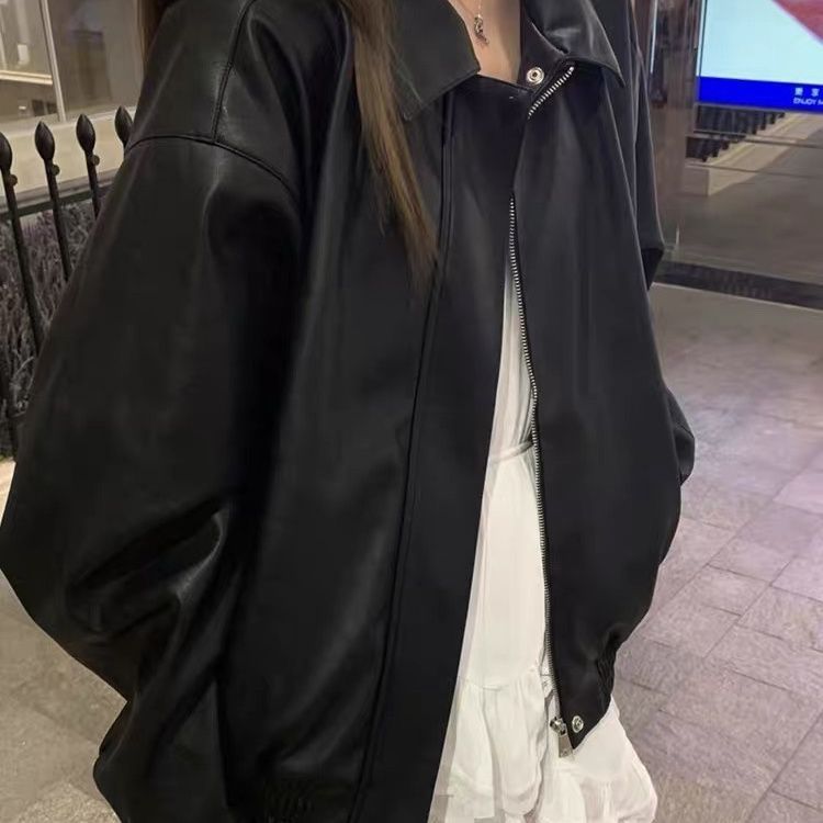 Veste en cuir vintage style américain Short pour femme