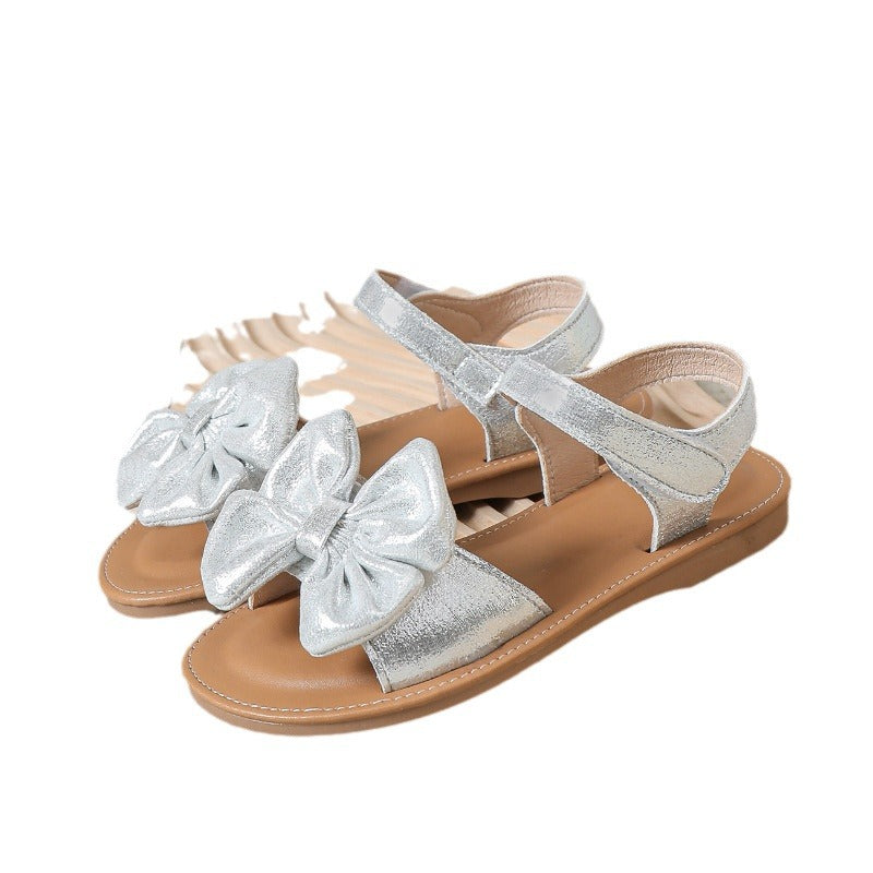 Été Arrivée Argent Bow noeud mignon chaussures de bébé