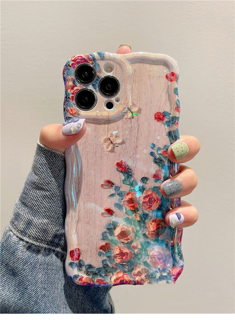 Silicone résistant à l'huile peinture Flower Phone Case