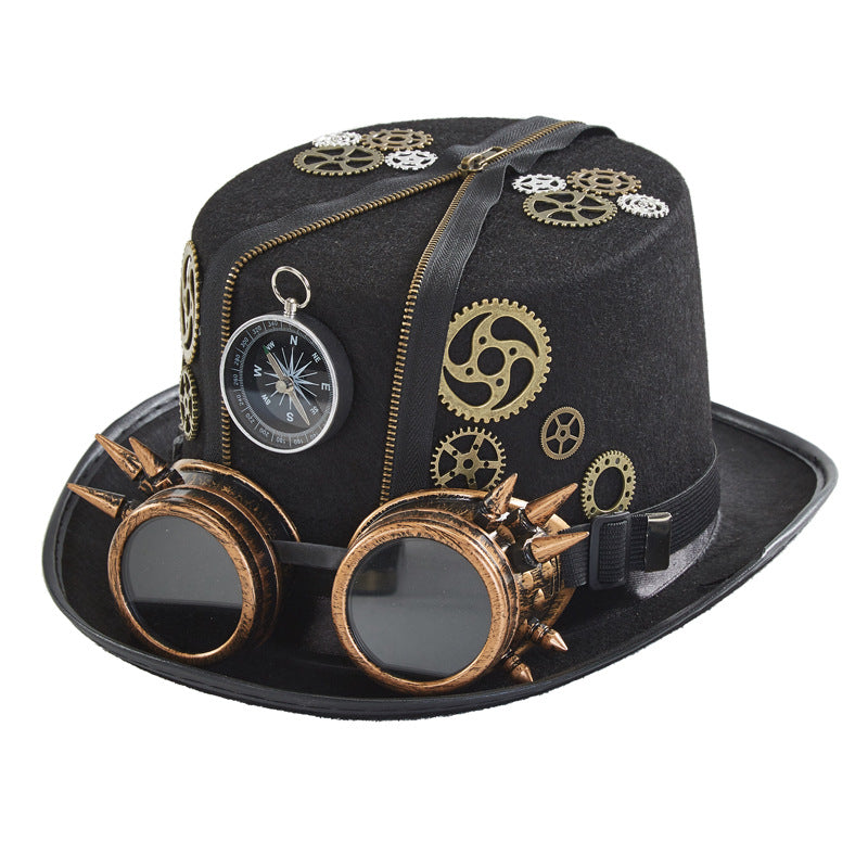 Style punk Retro Compass Zipper Gear Glasses Chapeau magique