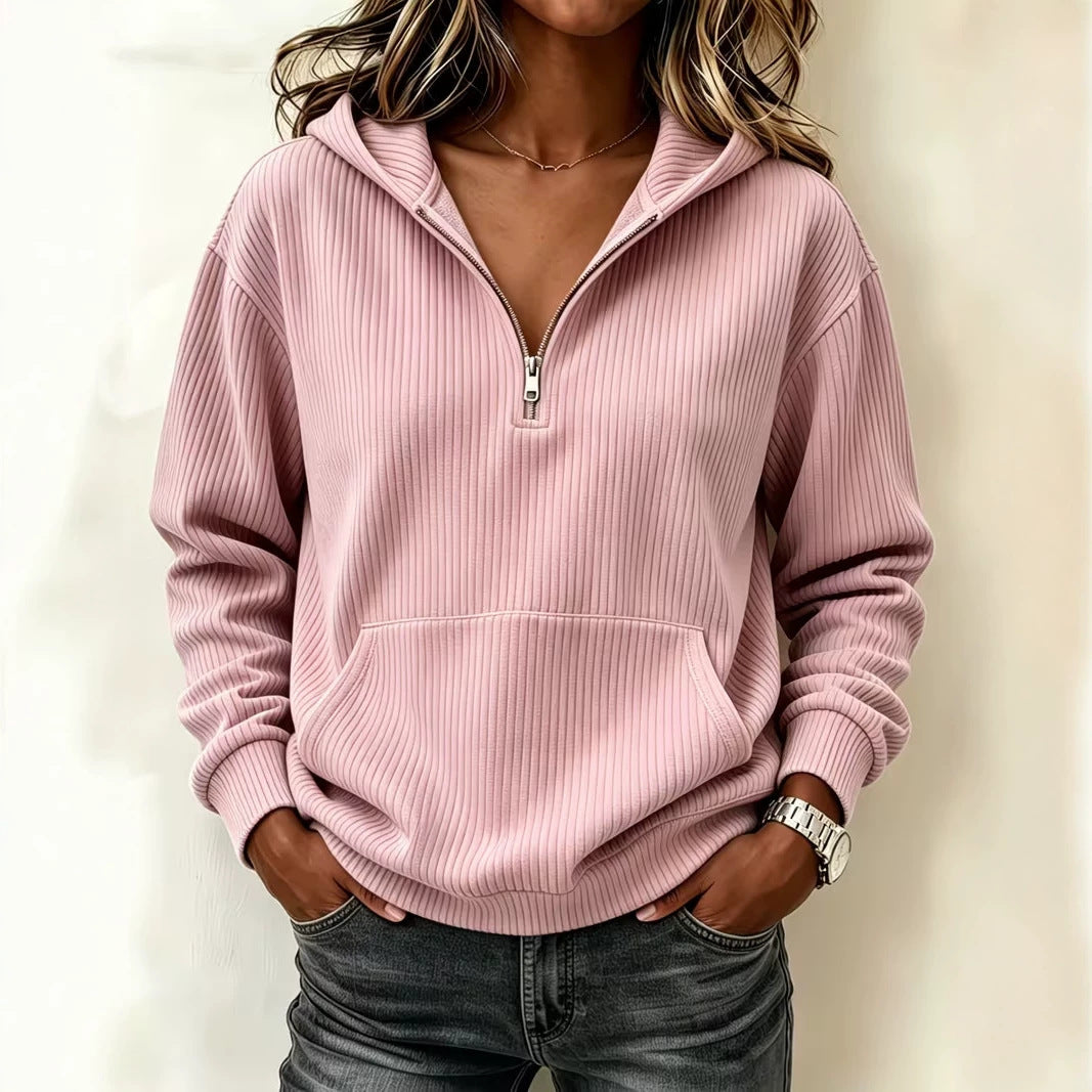 Casual Long Sleeve Half-Zip Hoodie