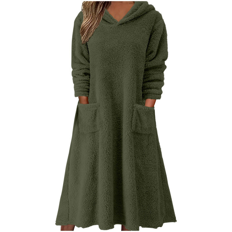 Robe à capuche à manches longues décontractée