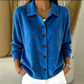 Veste à manches longues de cardigan polyvalente à bouton côtelé femme Anno