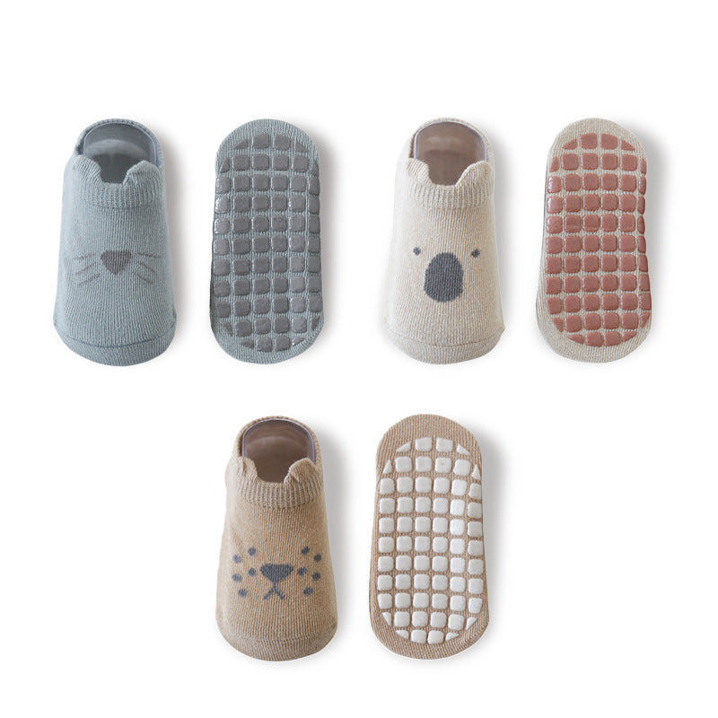 Bébé Coton Non-dérapant Refroidissement intérieur Apprendre à marcher Chaussettes de bateau courtes