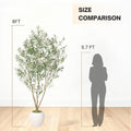 8FT Arbre d'olivier artificiel avec grand planteur blanc décoratif