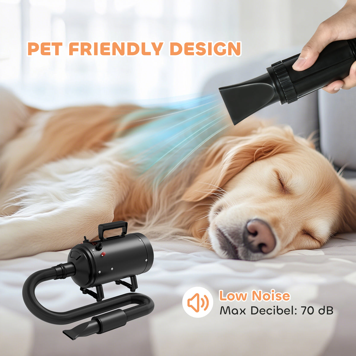 2200W Sèche-cheveux pour chien avec température réglable et vélocité