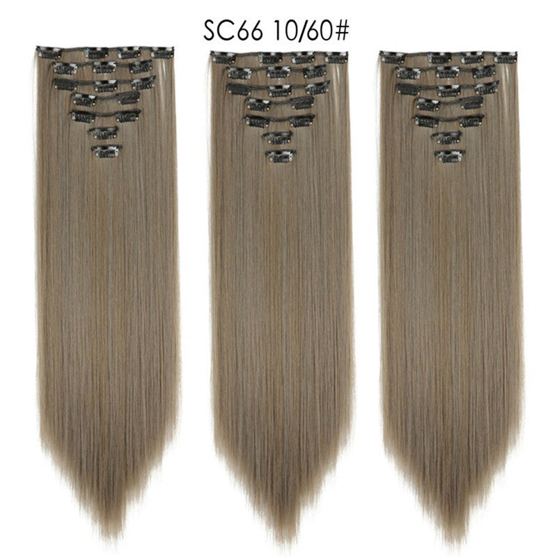 16 Carte Sept-pièces Coiffure Perruque Beauté Chimique Perruque Ensemble de Perruque Cheveux Extension