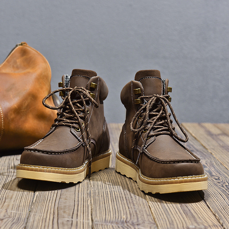Bottes de travail en cuir véritable haut de gamme pour hommes