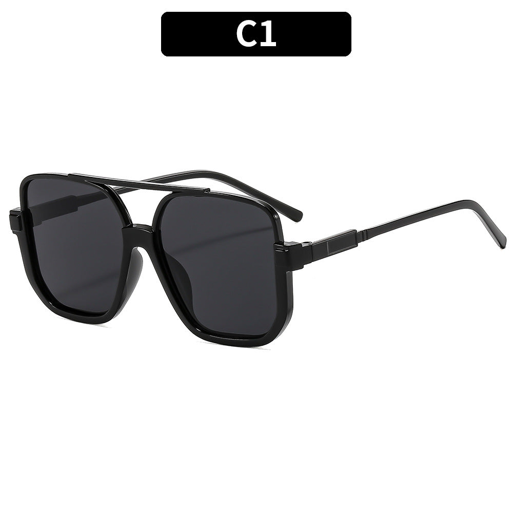 Y2K Chic Personnalité Double pont Lunettes de soleil semi-imprimées