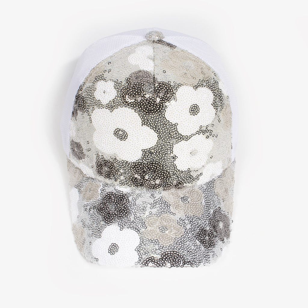 Femmes Retro Sequin Floral Patchwork Breathable Mesh Baseball Cap