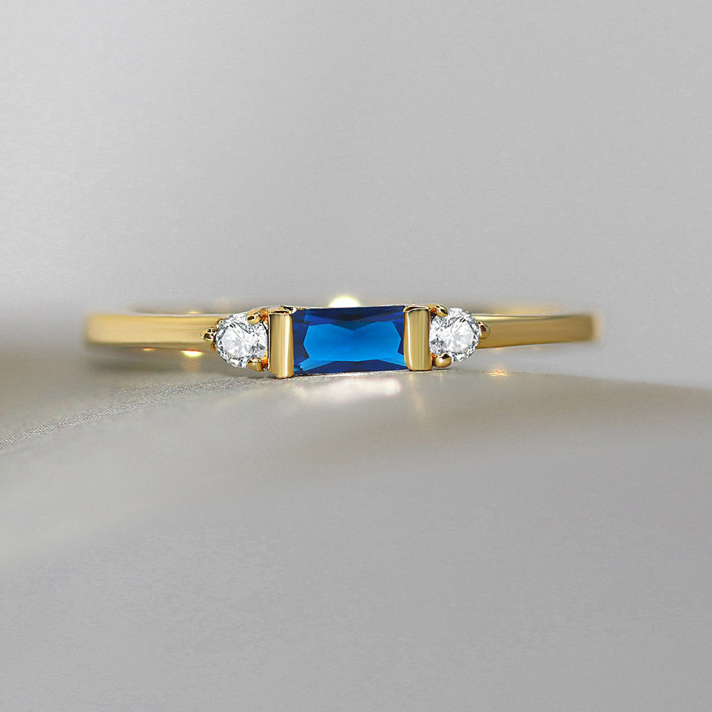 Anneau de fiançailles géométrique Zircon incrusté Accessoires dorés 14K