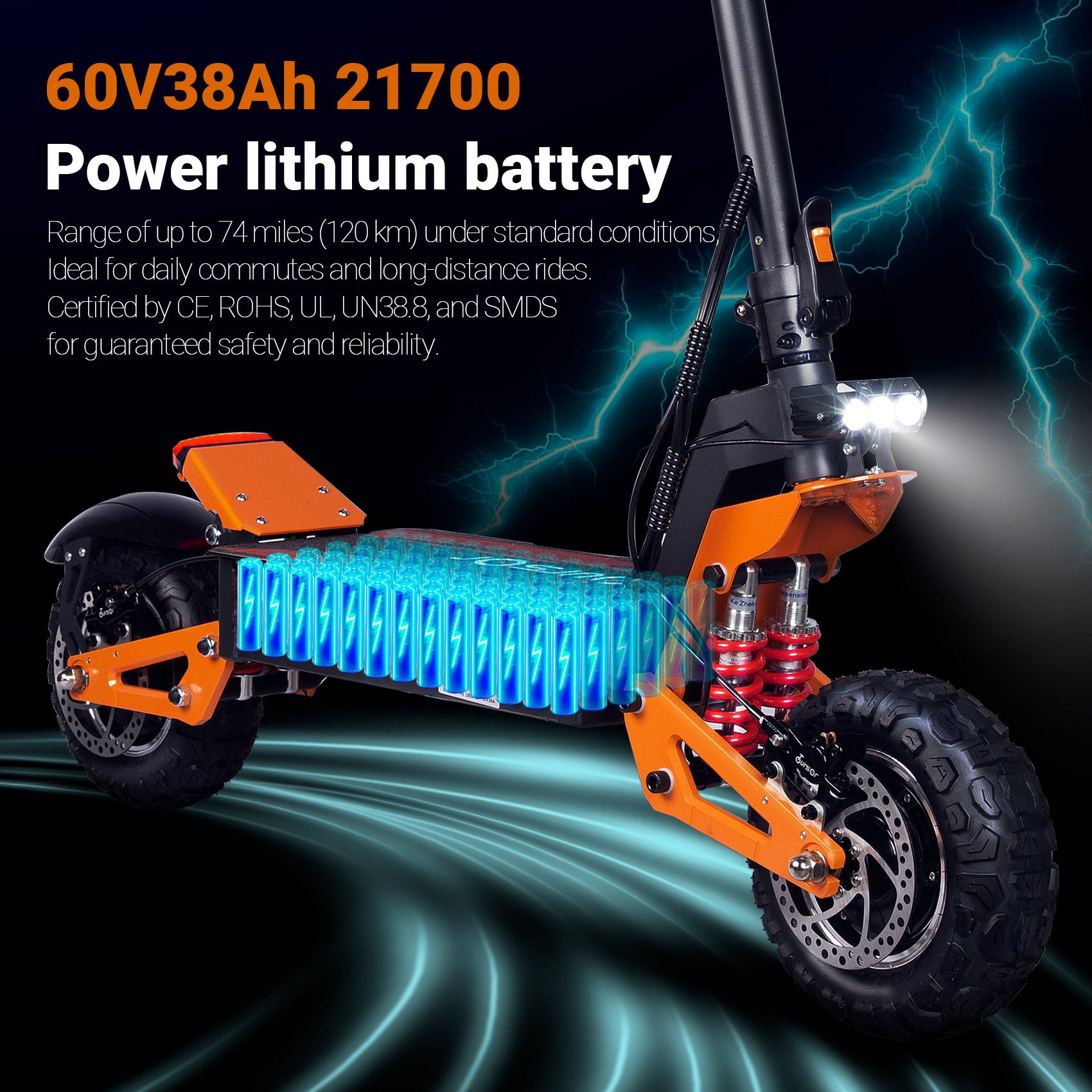 X5 Pro 3000W 60V 40Ah 11 pouces hors route Scooter électrique avec NFC