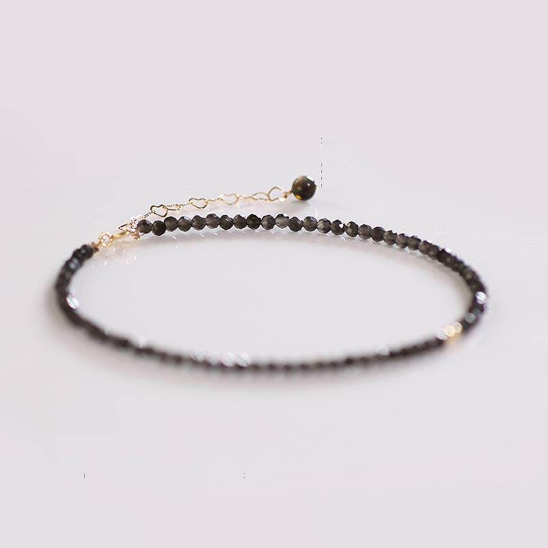 Anklet obsidien naturel ultra-fin pour les femmes