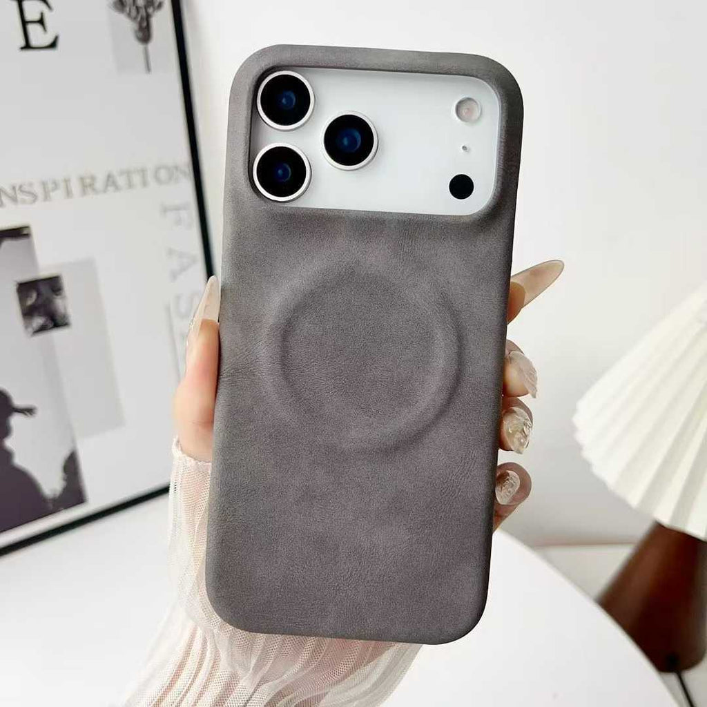 Minimalist Solid Color Skin-feel Sheepskin Magnetic Phone Case