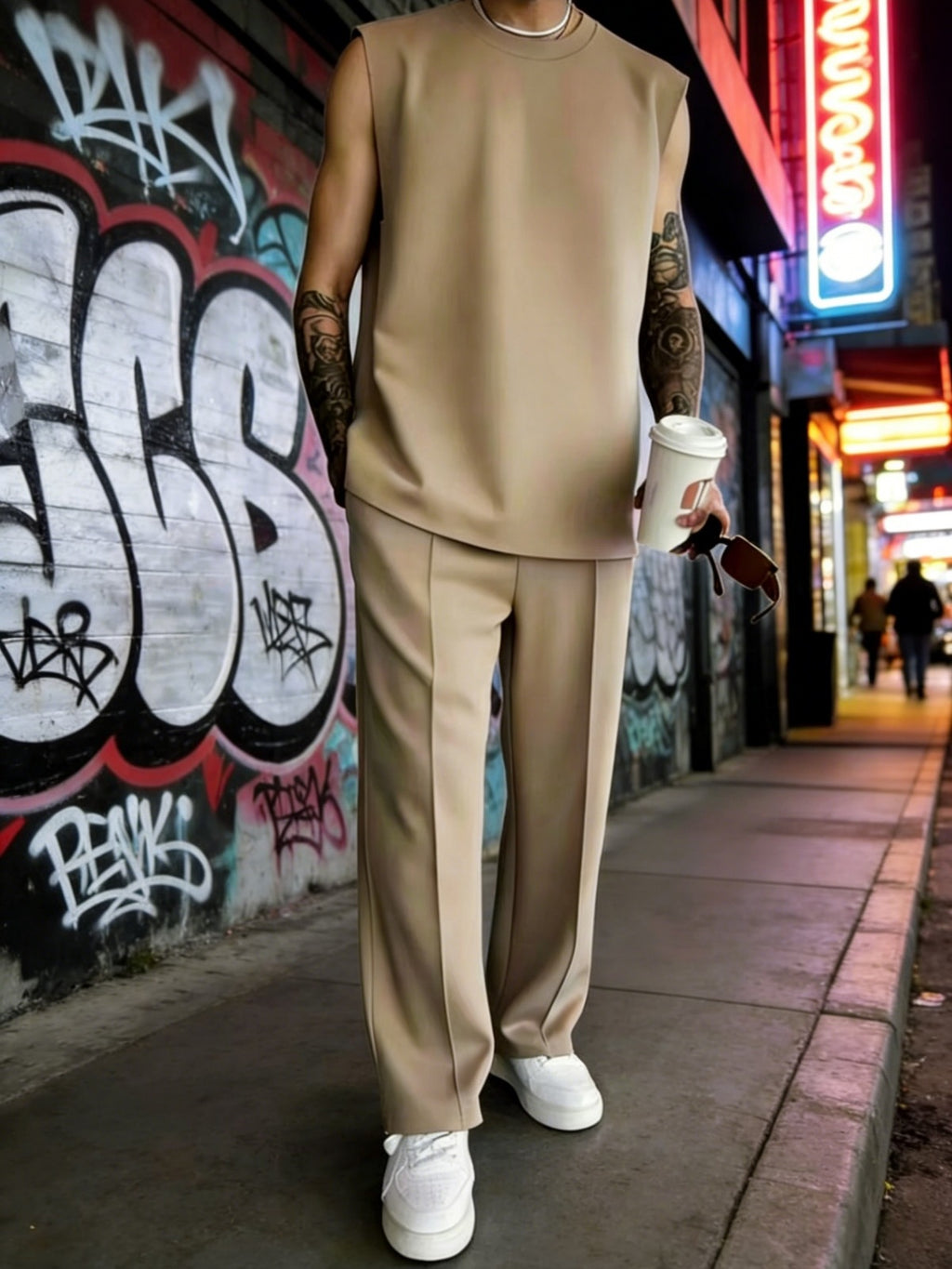 Ensemble de cous d'équipage sans manches pour hommes occasionnels