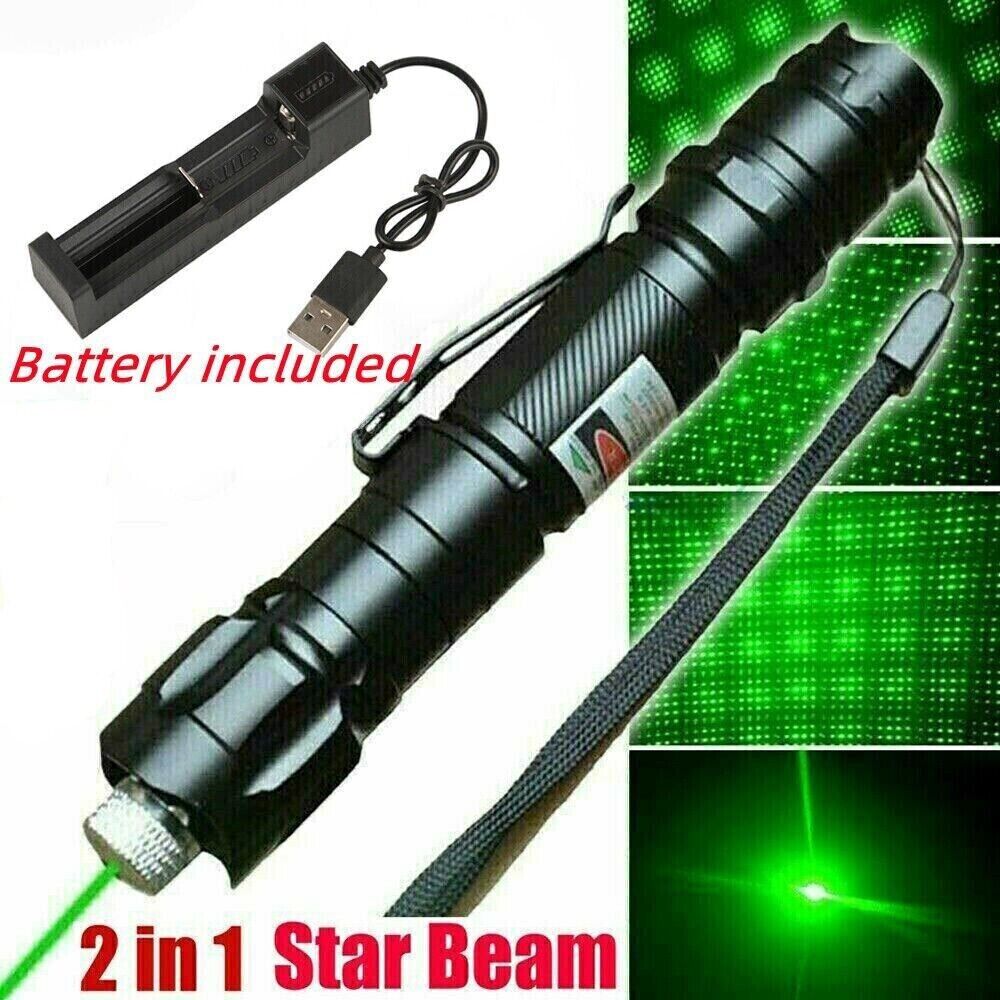Green Laser Pointer Pen 532NM Rechargeable Visible Beam Eters Torch