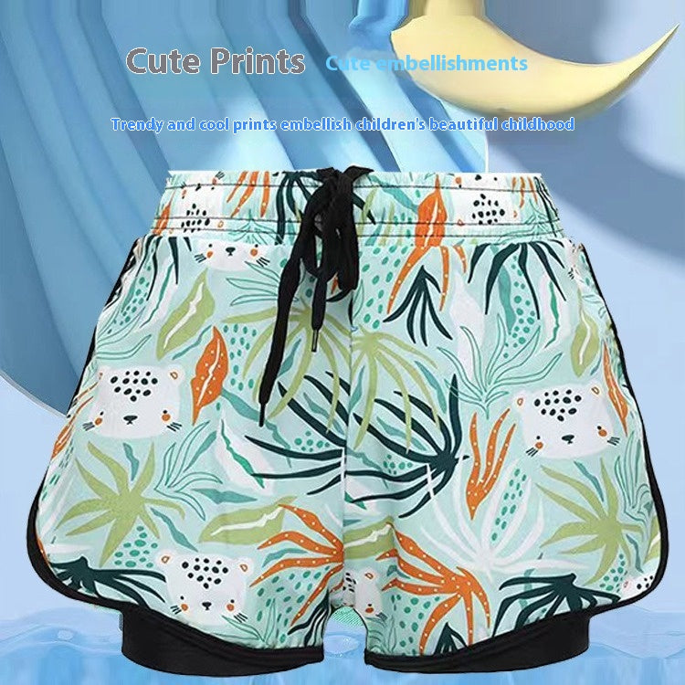 Trunks de natation pour garçons Été Anti-embarrassement Double couche Séchage rapide