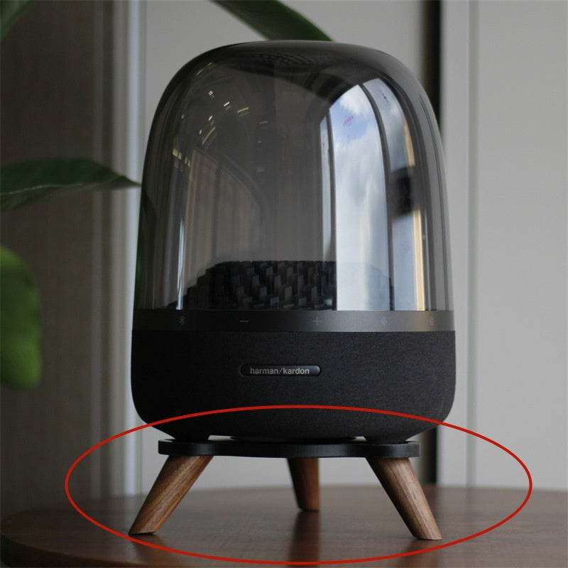 Support de base audio en verre cristal Bois massif