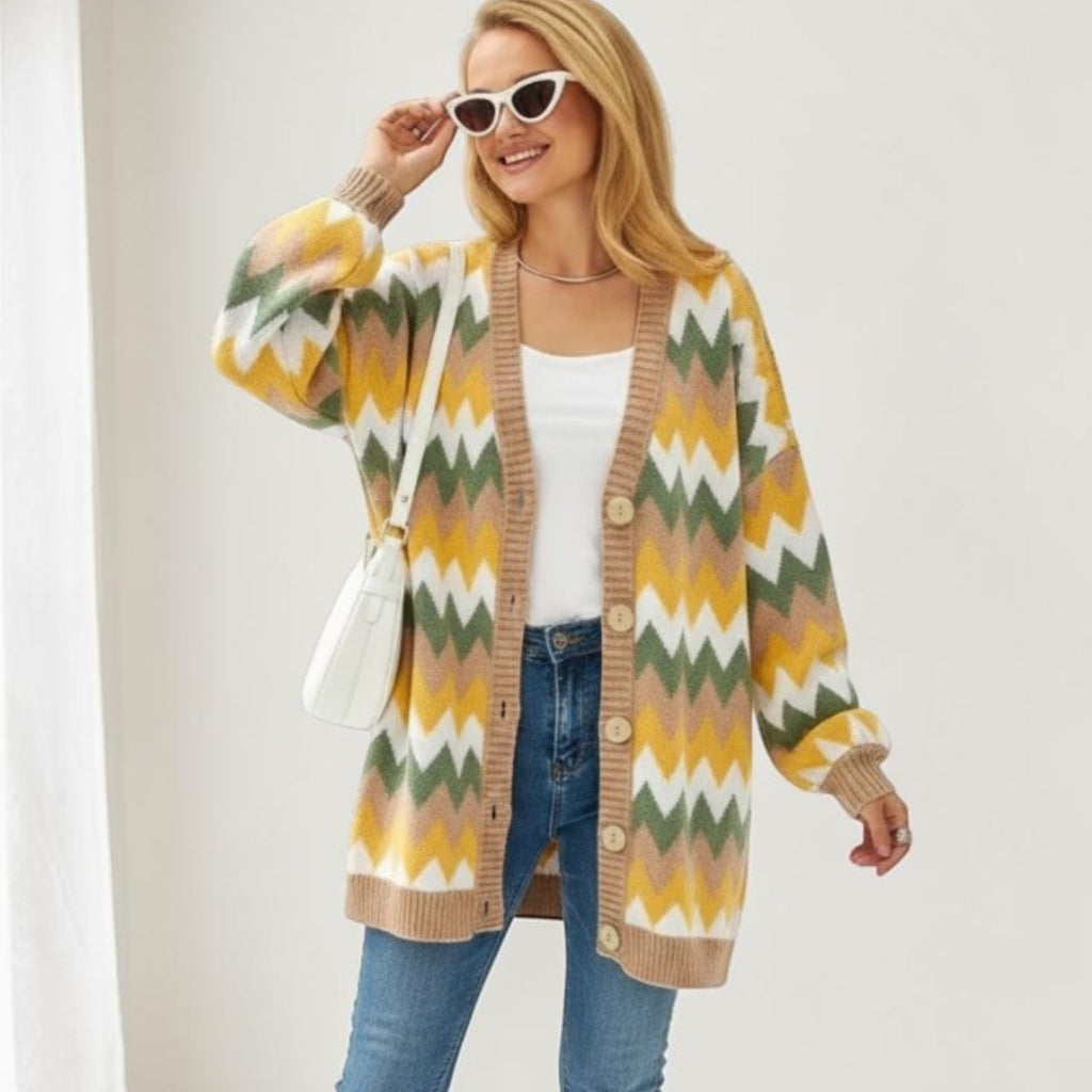 Veste de cardigan enroulée en bloc de couleur